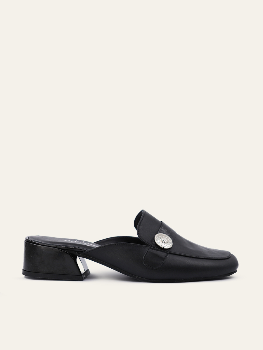 EMBLEM HEEL MULES