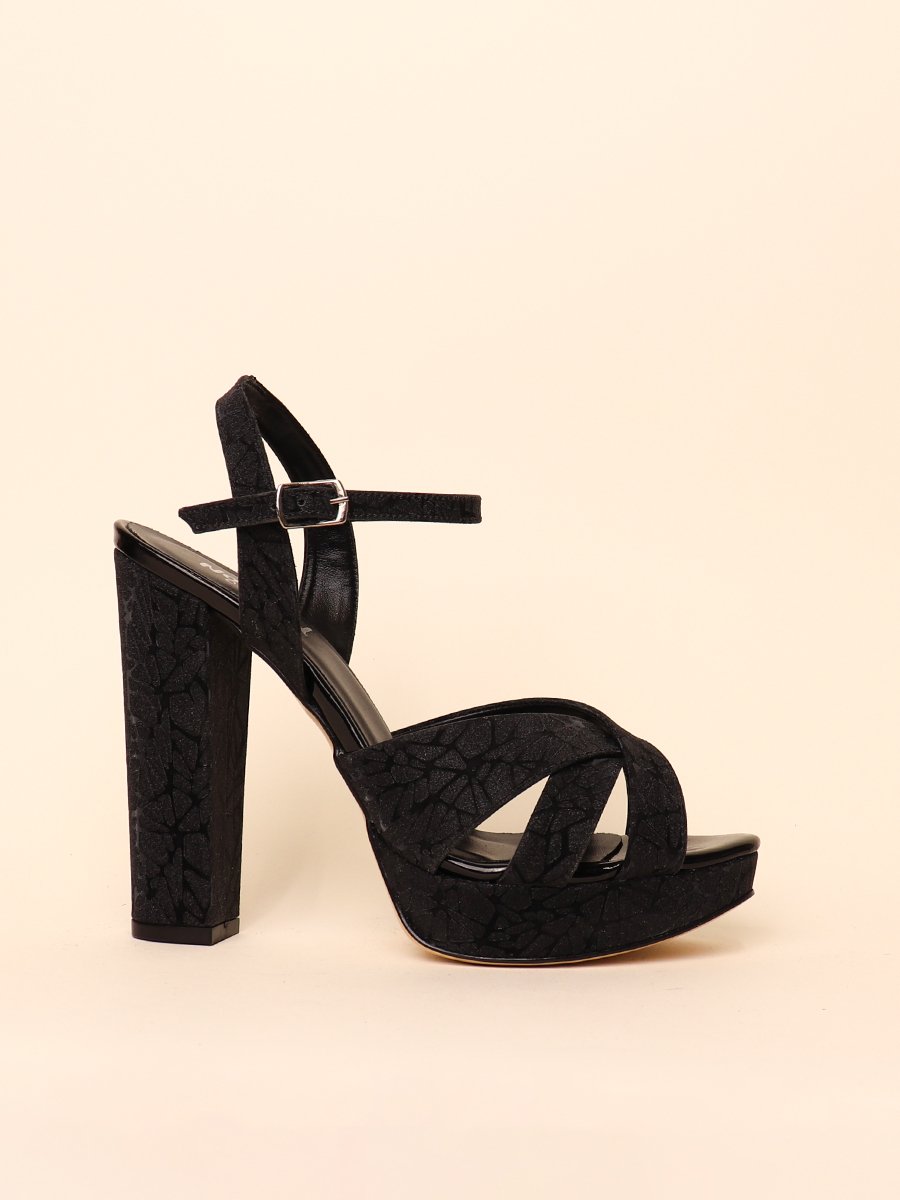 CRISCROSS VELVET HEELS