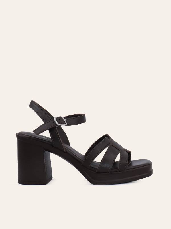 STRUCTURED STRAP HEEL SANDALS