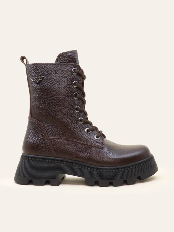TEXTURED LACE-UP BOOTS
