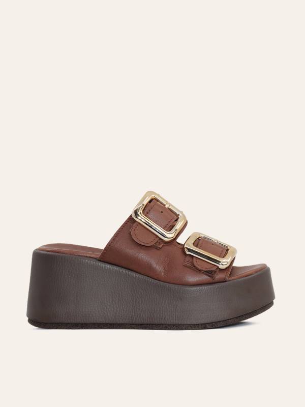 BOLD BUCKLE PLATFORM SLIDES — 1