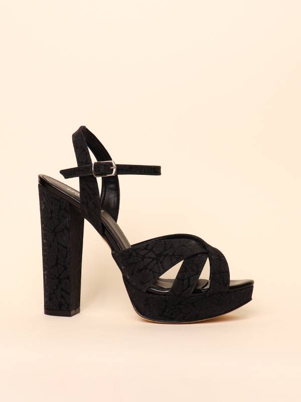 CRISCROSS VELVET HEELS — 1