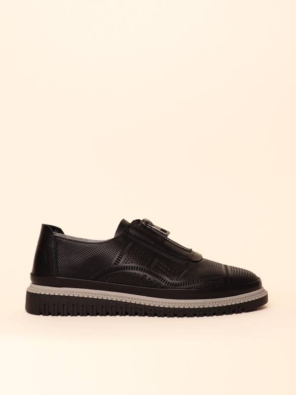 ZIP PERFORATED LOAFERS