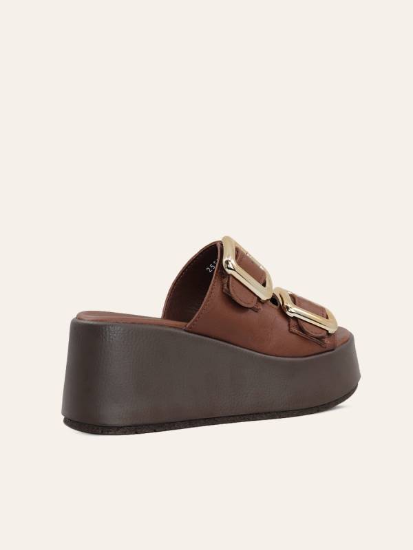BOLD BUCKLE PLATFORM SLIDES — 4