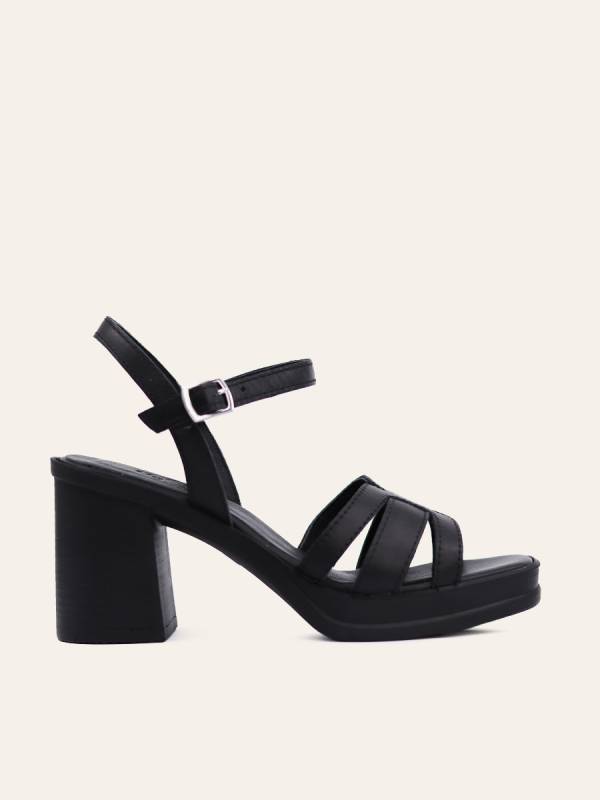 STRUCTURED STRAP HEEL SANDALS