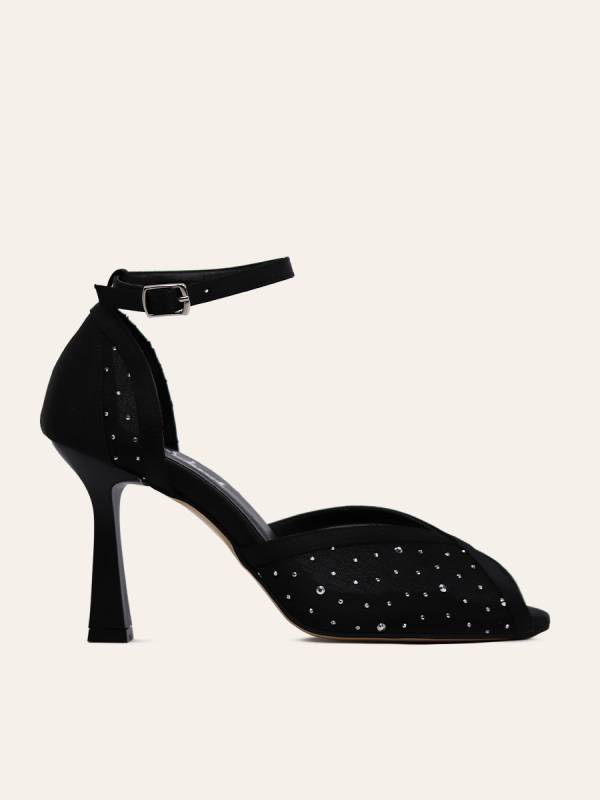 CRYSTAL MESH HEELS