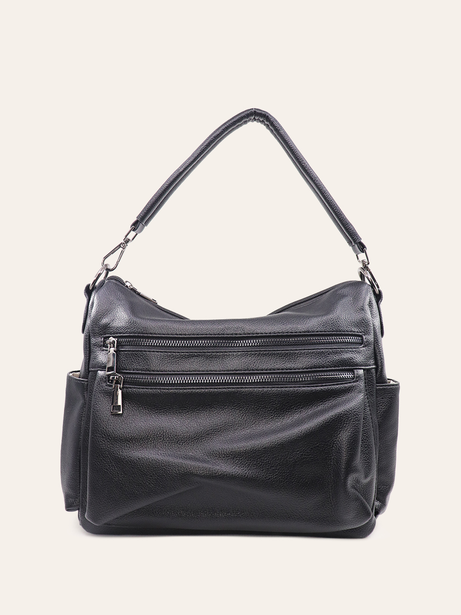 DOUBLE ZIP SHOULDER BAG
