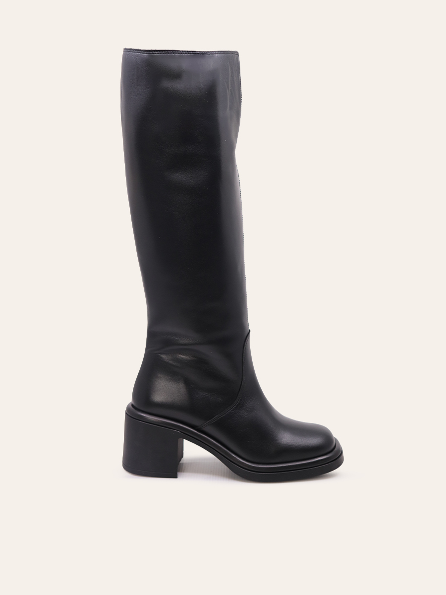 BLOCK HEEL KNEE-HIGH BOOTS