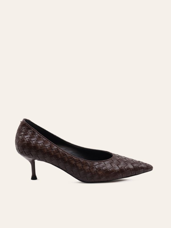 WOVEN KITTEN HEEL PUMPS