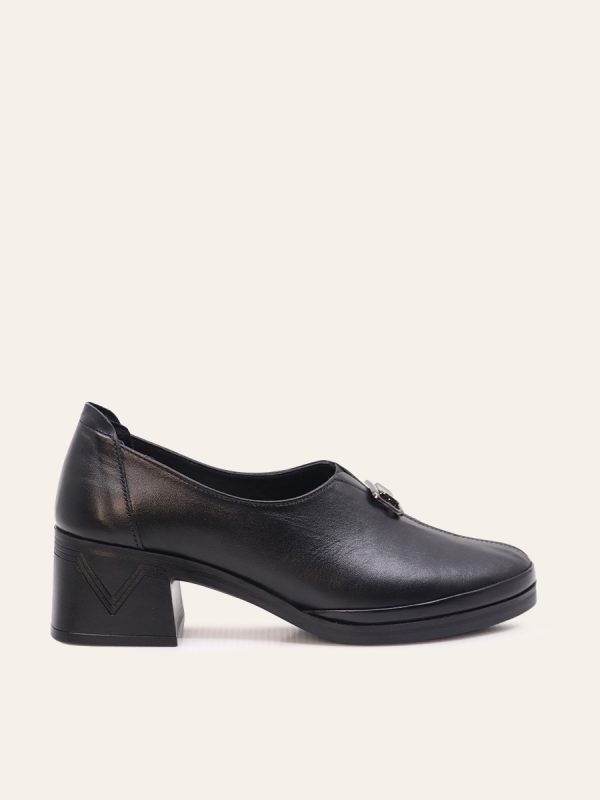 BUCKLE BLOCK HEEL LOAFERS