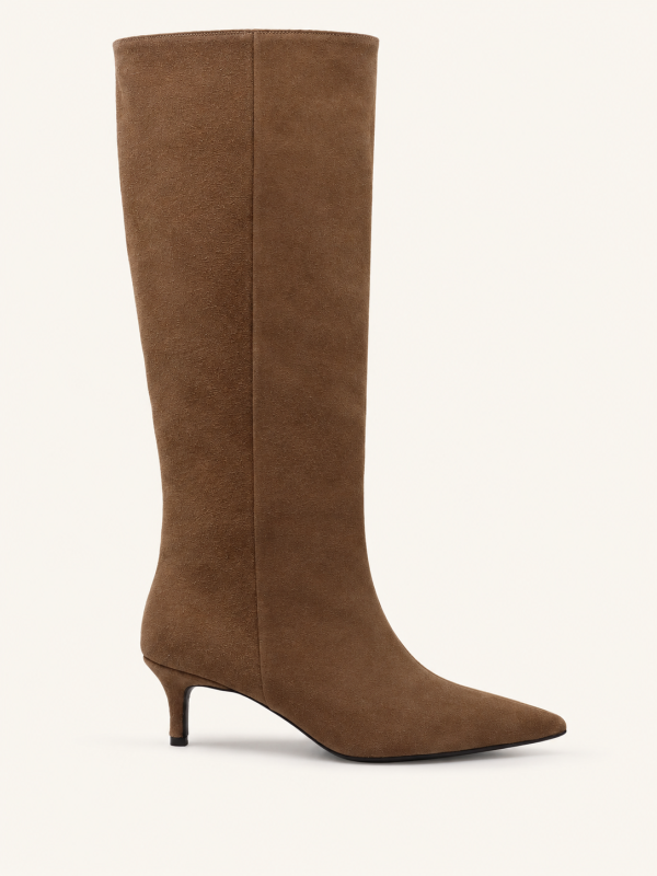 KNEE-HIGH KITTEN HEEL BOOTS