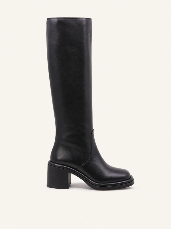 BLOCK HEEL KNEE-HIGH BOOTS